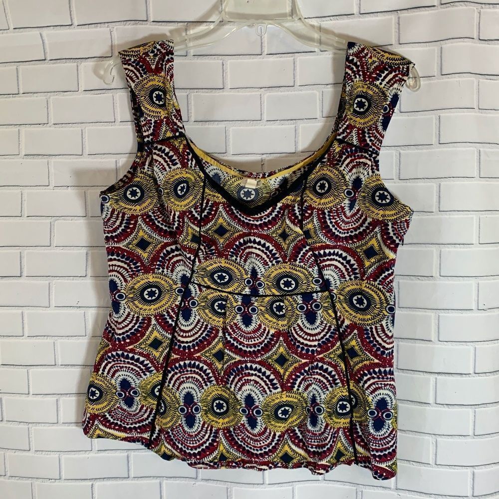 Anthro Esme & Esyllte Print Side‎ Zip Tank Sz 12
